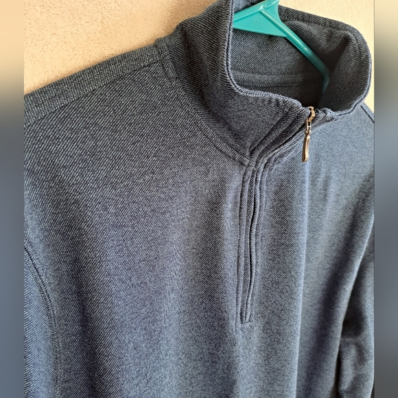 Men's Haggar Clothing Blue Pullover Quarter Zipper Sweater - Picture 2 of 8
